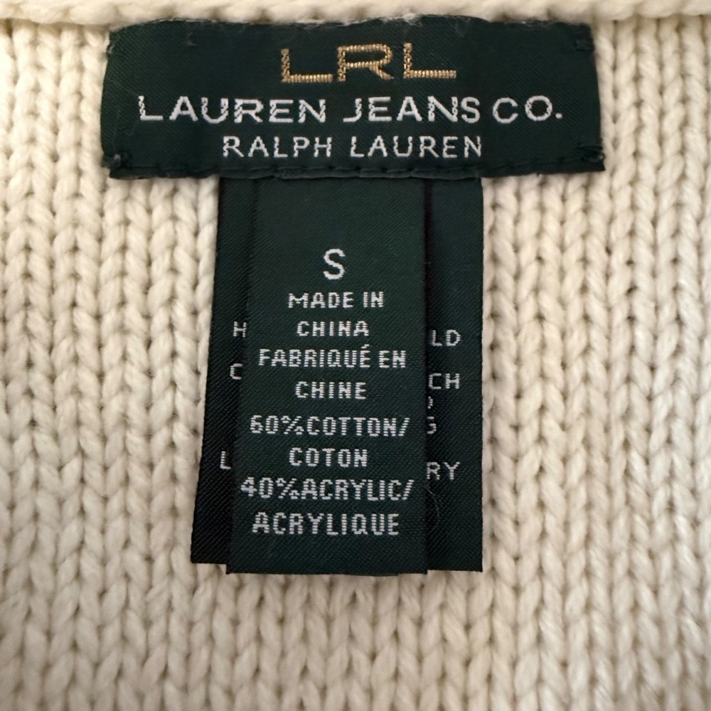 LRL Lauren Jeans‎ Co Women’s Shawl Collar Pockets Sweater Poncho Size S - Picture 6 of 7